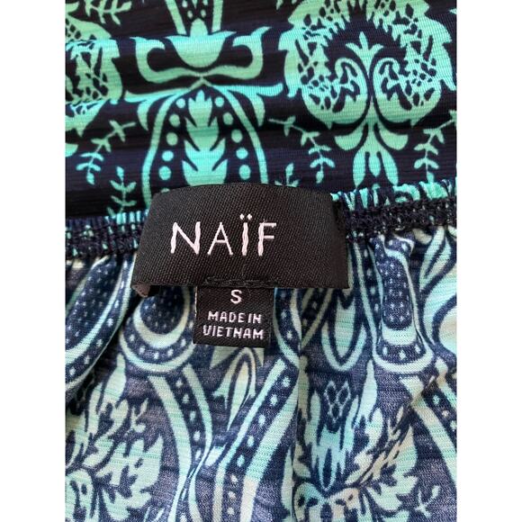 NAIF Boho Style Teal Navy Blue Dress Small - Picture 4 of 4